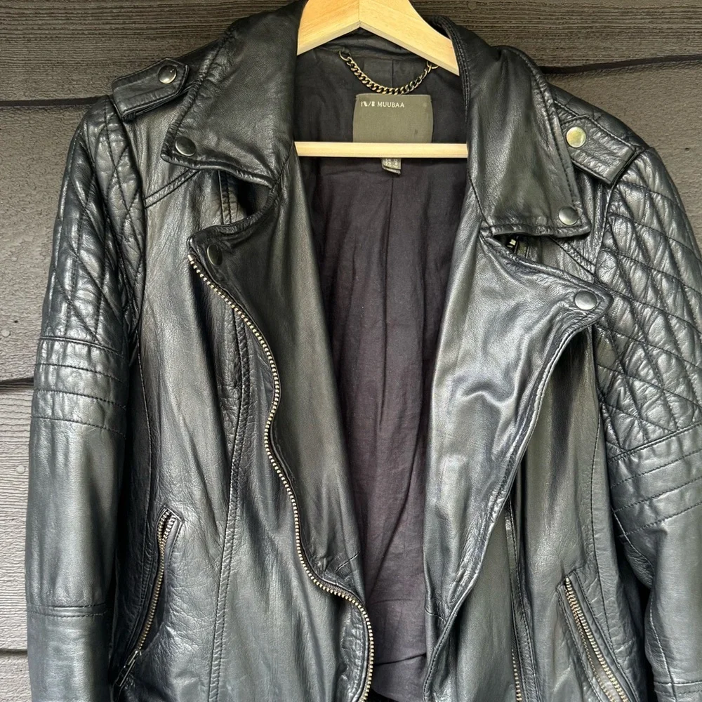Muubaa quilted leather motorcycle style jacket - Picture 4 of 8
